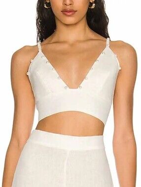 Just Bee Queen White Pearl Bra Top